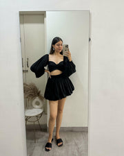 Poplin Bustier Top (Black)